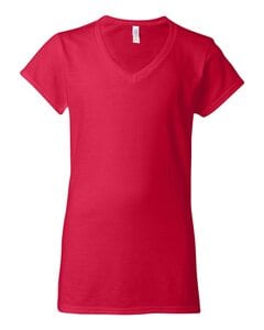 Gildan 64V00L - V-Neck T-shirt Junior Fit for Women Cherry Red