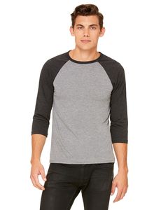 Bella+Canvas 3200 - Unisex 3/4-Sleeve Baseball T-Shirt Grey/Charcoal Black Triblend