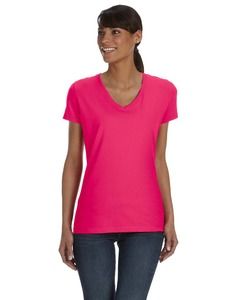 Fruit of the Loom L39VR - ® Ladies 8.3 oz., 100% Heavy Cotton HD® V-Neck T-Shirt Cyber Pink