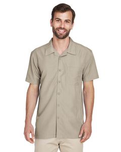Harriton M560 - Men's Barbados Textured Camp Shirt Khaki