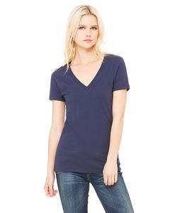 Bella+Canvas B6035 - Ladies Jersey Short-Sleeve Deep V-Neck T-Shirt Navy