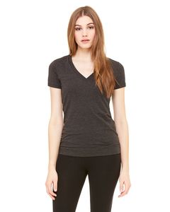 Bella+Canvas B6035 - Ladies Jersey Short-Sleeve Deep V-Neck T-Shirt Dark Grey Heather
