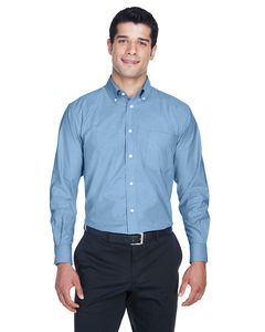 Harriton M600 - Men's Long-Sleeve Oxford with Stain-Release Light Blue