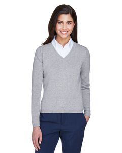 Devon & Jones D475W - Ladies V-Neck Sweater Grey Heather