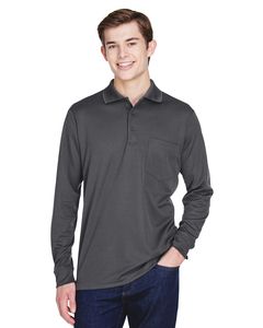 Ash CityCore 365 88192P - Adult Pinnacle Performance Piqué Long Sleeve Polo with Pocket Carbon