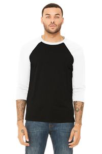 Bella+Canvas 3200 - Unisex 3/4-Sleeve Baseball T-Shirt Black/White