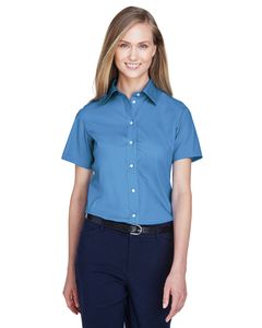 Devon & Jones D620SW - Ladies Crown Collection Solid Broadcloth Short Sleeve Shirt French Blue