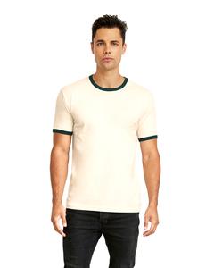 Next Level 3604 - Unisex Ringer T-Shirt Naturl/Frst Grn