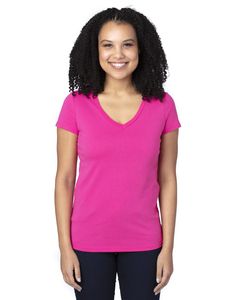 Threadfast 200RV - Ladies Ultimate Short-Sleeve V-Neck T-Shirt Hot Pink