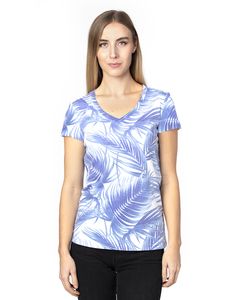 Threadfast 200RV - Ladies Ultimate Short-Sleeve V-Neck T-Shirt Palm Paradise