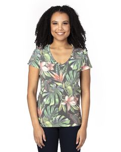 Threadfast 200RV - Ladies Ultimate Short-Sleeve V-Neck T-Shirt Tropical Jungle