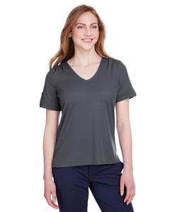 Devon & Jones DG20WB - Ladies CrownLux Performance Plaited Rolled-Sleeve Top Graphite