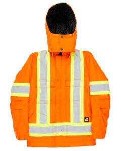 Berne HVNCH03 - Men's Safety Striped Arctic Insulated Chore Coat Orange