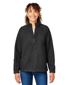 North End NE713W - Ladies Aura Sweater Fleece Quarter-Zip Black/Black